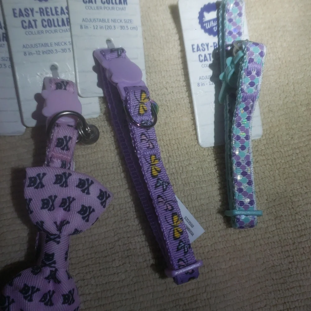 Pink and Purple Pet Accessories Set with Polka Dot Design and Bow